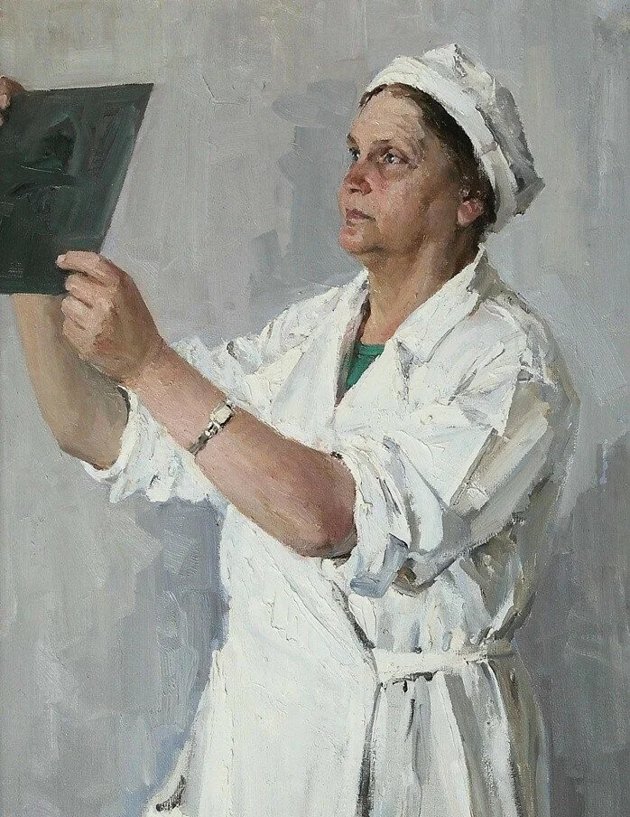 698 Леликов Александр Яковлевич (1916-1984) «Портрет Заслуженного врача РСФСР Е.Н. Забусовой» 1960.jpg 698 Леликов Александр Яковлевич (1916-1984) «Портрет Заслуженного врача РСФСР Е.Н. Забусовой» 1960.jpg